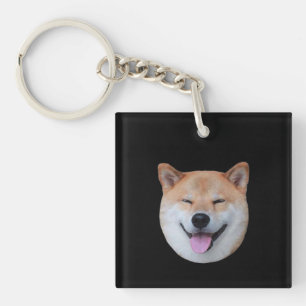 Happy shiba inu face   Smiling dog gift Keychain