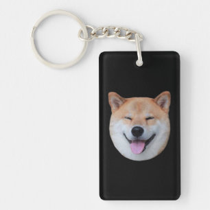 Happy shiba inu face   Smiling dog gift Keychain