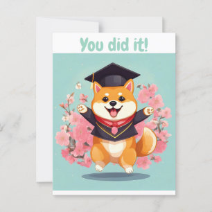 happy shiba inu graduating - graduation card