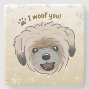 Happy Shih Tzu Dog Lover I Woof You Paws Stone Coaster