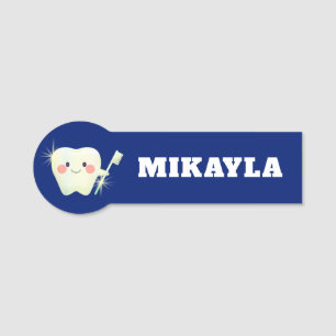 Happy Shiny Tooth Dental Name Tag