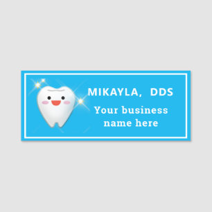 Happy Shiny Tooth Dental Name Tag