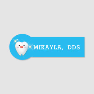 Happy Shiny Tooth Dental Name Tag