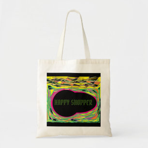 Happy Shopper logo message rainbow colors Tote Bag