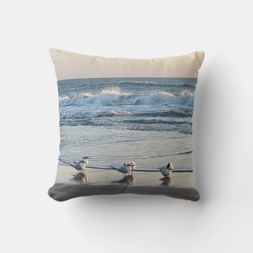 Happy Shore Birds Outdoor Pillow