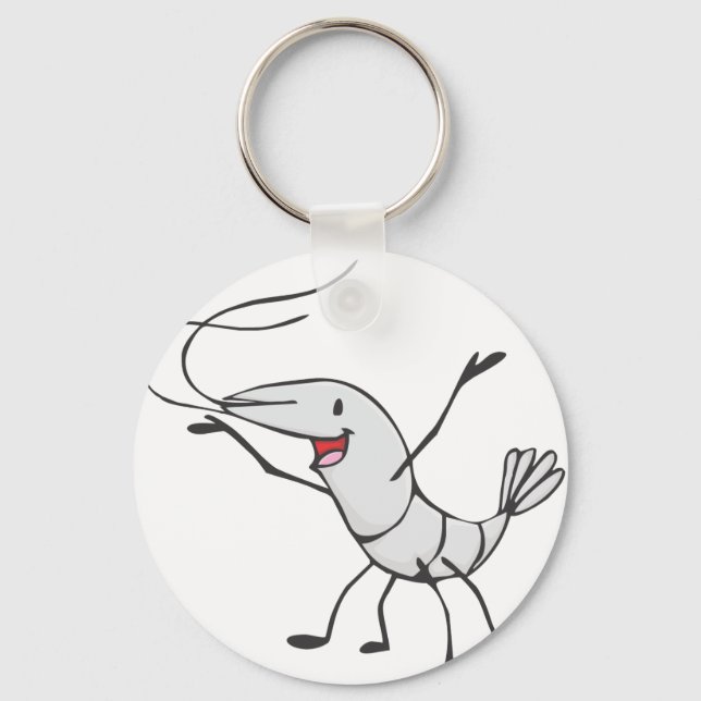 Happy Shrimp Cartoon Keychain (Front)