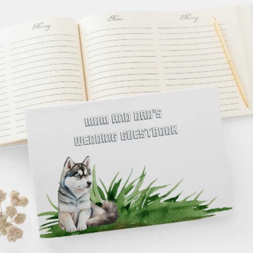 Happy Siberian Husky Wedding Guest Book