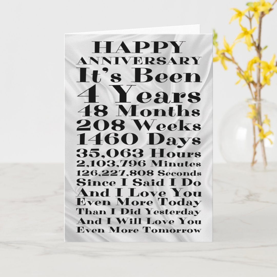 Happy Silk 4th Wedding Anniversary Card Zazzle 2704