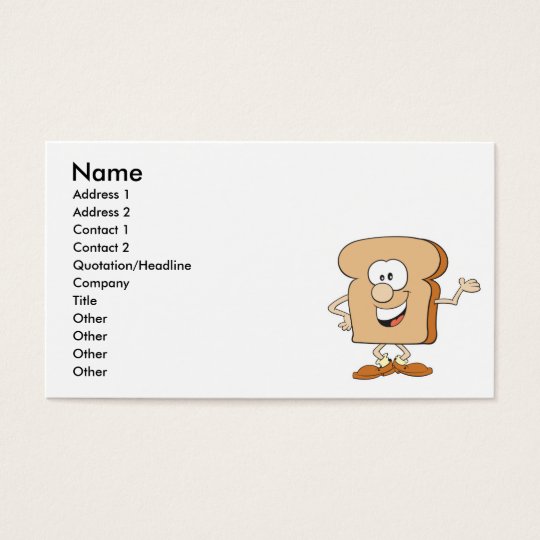 happy silly bread toast cartoon business card