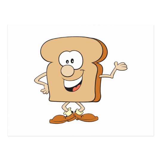 happy silly bread toast cartoon postcard