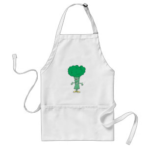 happy silly broccoli cartoon adult apron