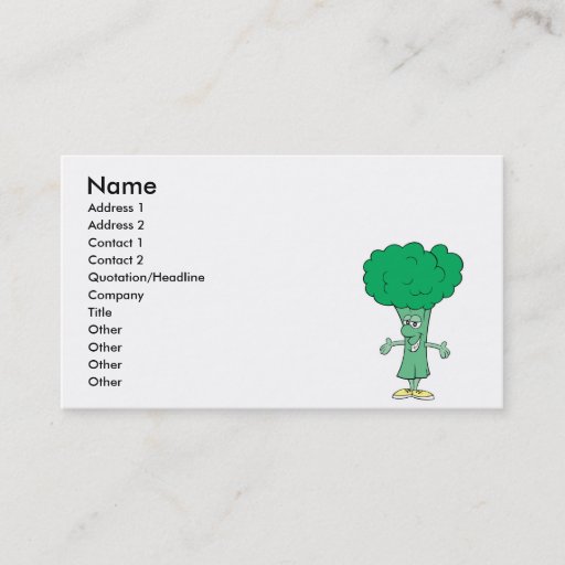 Customizable happy silly broccoli cartoon business cards