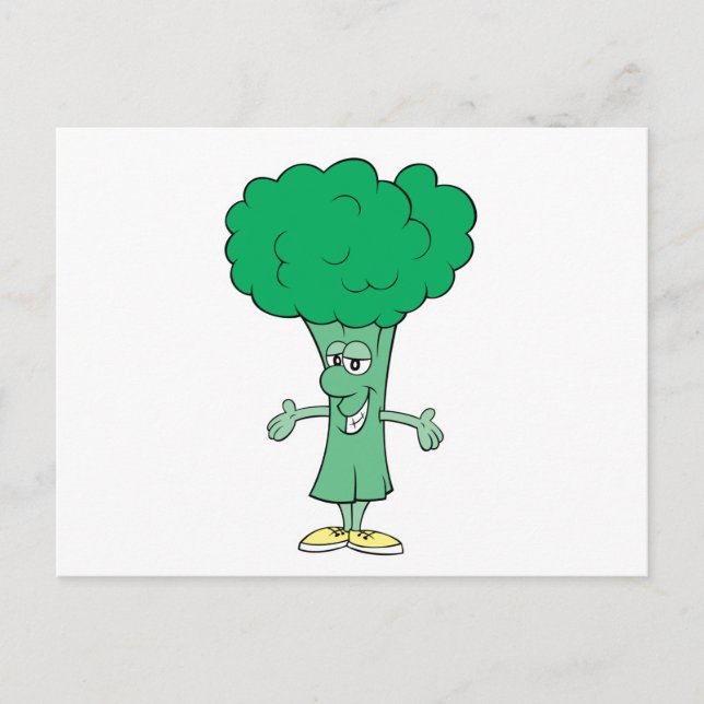happy silly broccoli cartoon postcard (Front)