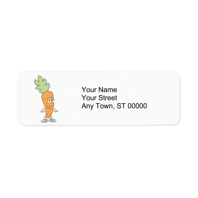 happy silly carrot cartoon label (Front)
