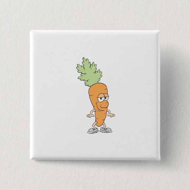 happy silly carrot cartoon pinback button (Front)