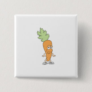 happy silly carrot cartoon pinback button