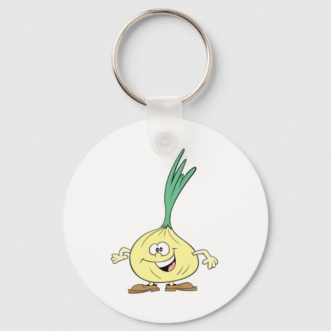 happy silly onion cartoon keychain (Front)