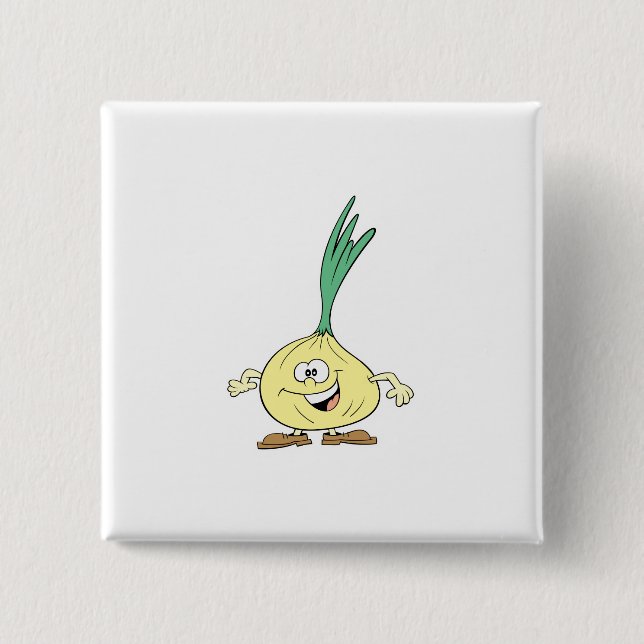 happy silly onion cartoon pinback button (Front)