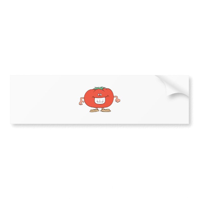 happy silly tomato cartoon bumper sticker