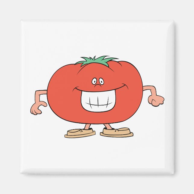 happy silly tomato cartoon magnet (Front)