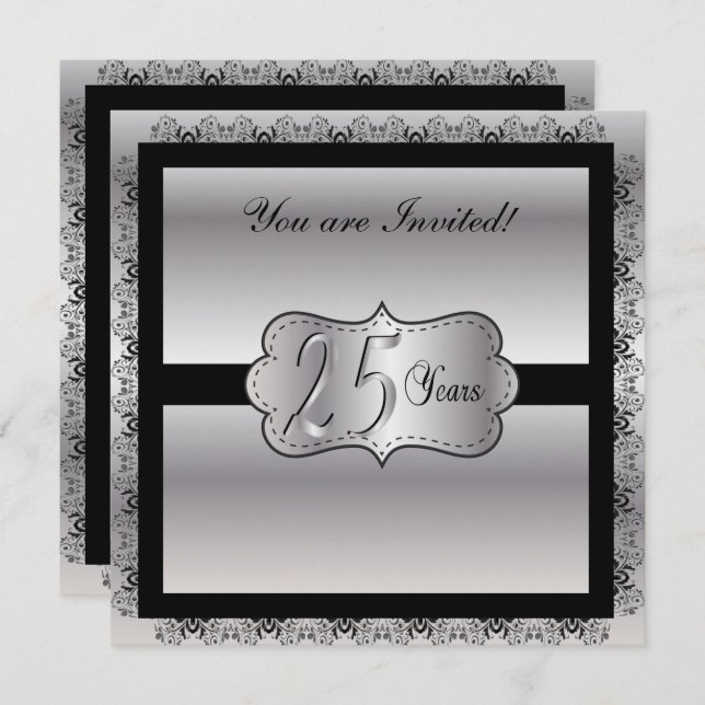 Happy Silver Anniversary 25 Years Invitation (Front/Back)