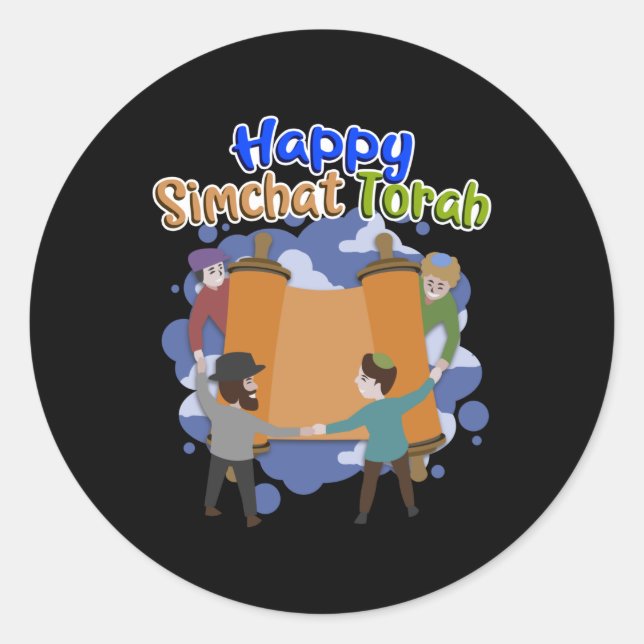 Happy Simchat Torah, Simhat Torah, Jewish Holiday Classic Round Sticker (Front)