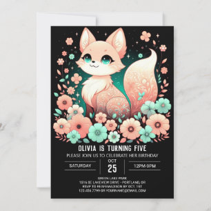 Happy Simple Fox Digital Birthday Invitation