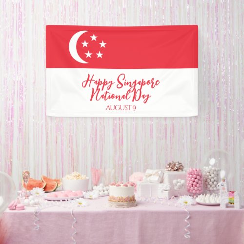 Happy Singapore National Day Singapore Flag Banner