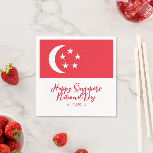 Happy Singapore National Day Singapore Flag Napkins (Insitu)