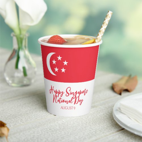 Happy Singapore National Day Singapore Flag Paper Cups