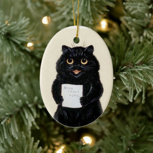 Happy Singing Black Cat  Louis Wain  Ornament 