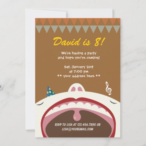 Happy Singing Kid Birthday Party Invitation 5" X 7" Invitation Card