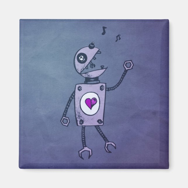 Happy Singing Retro Robot Magnet (Front)