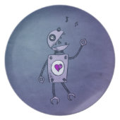 Happy Singing Robot Dinner Plate (Front)