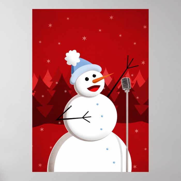 Happy Singing Snowman Christmas Print