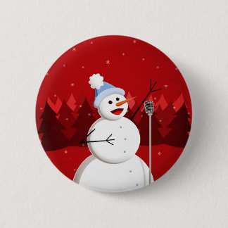 Happy Singing Snowman Musical Christmas Pinback Button