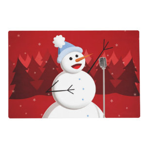 Happy Singing Snowman Musical Christmas Placemat