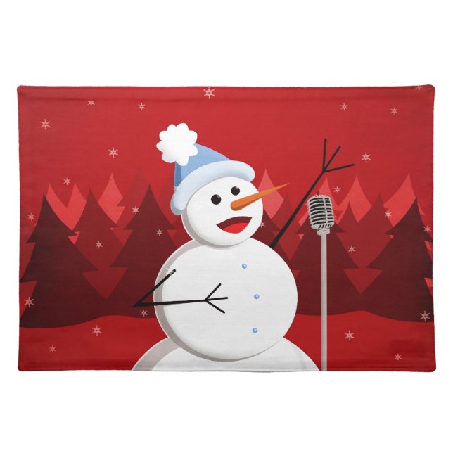 Happy Singing Snowman Musical Christmas Placemat (Front)
