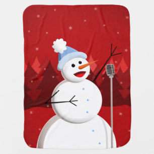 Happy Singing Snowman Musical Christmas Swaddle Blanket