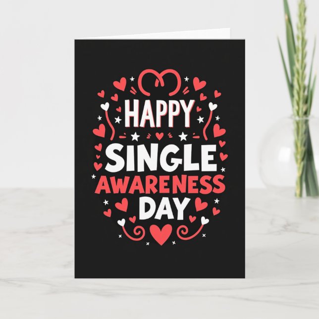 Happy Single Awareness Day Hearts Card (Front)