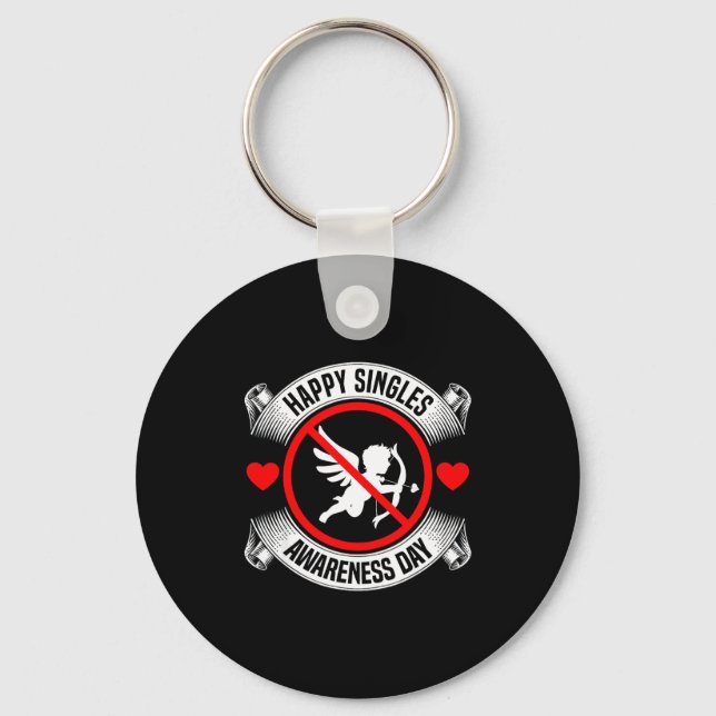 Happy Singles Awareness Day Anti Cud Anti Valentin Keychain (Front)