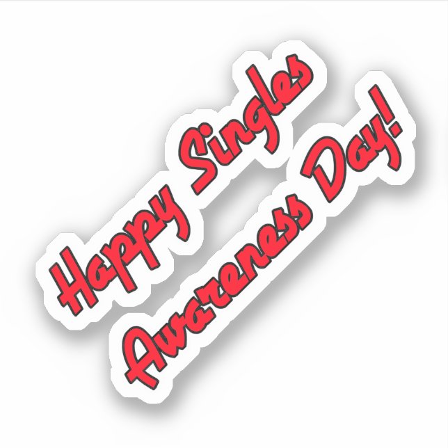 Happy Singles Awareness Day Text Design Sticker (Front)