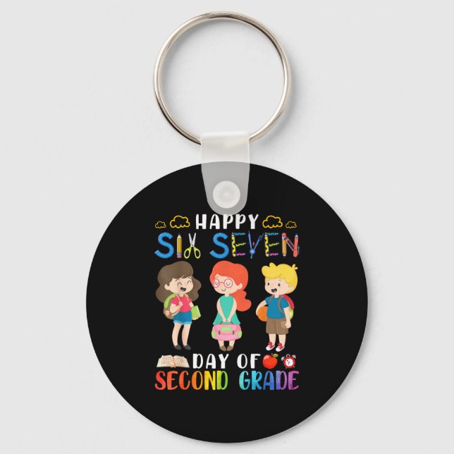 Happy Six Seven Day Of Second Grade Student Back T Keychain (Front)
