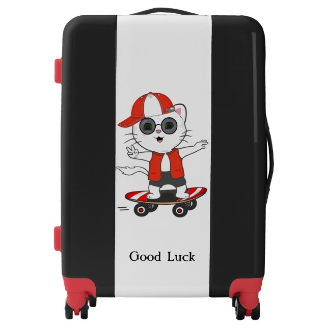 Happy Skater Cat  Luggage (Front)