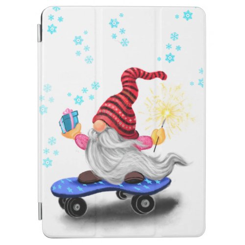 Happy Skater Gnome with Gifts and Sparkler _ Funny iPad Air Cover