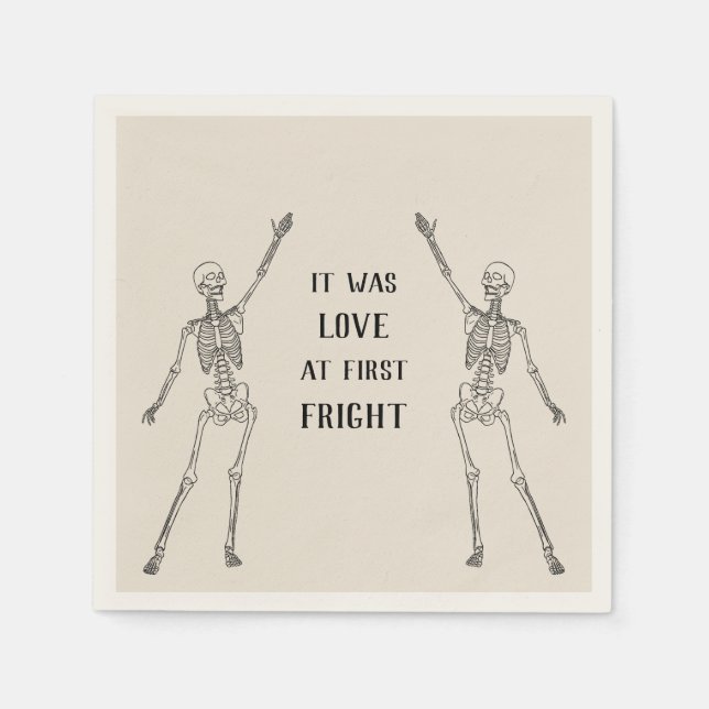 Happy Skeleton Engagement Party Napkins (Front)