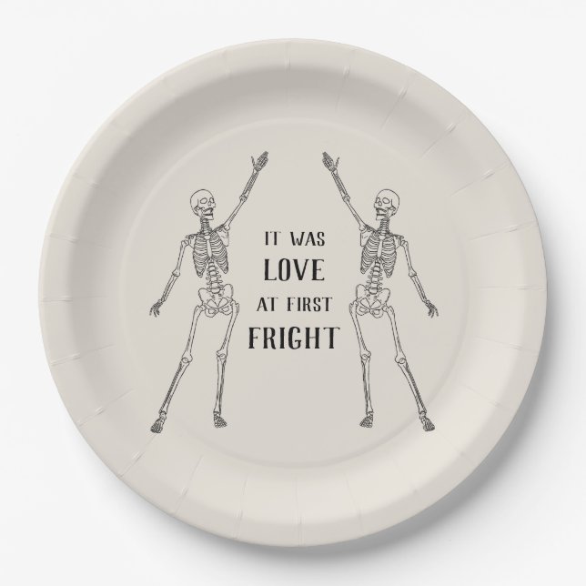 Happy Skeleton Engagement Party Paper Plates (Front)