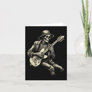 Happy Skeleton Guitar Guy Spooky Halloween Rock Ba Card