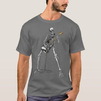 Happy Skeleton Guitar Guy Spooky Halloween Rock Ba T-Shirt