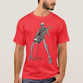 Happy Skeleton Guitar Guy Spooky Halloween Rock Ba T-Shirt